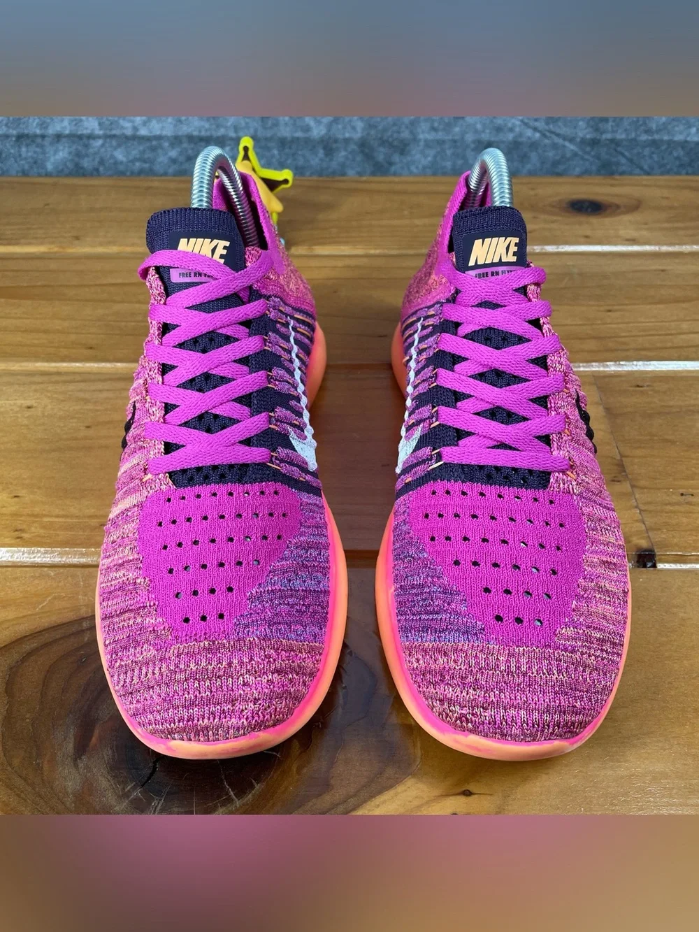 Nike Free RN Flyknit 2016 Kids Size 6.5Y / Womens 8 Pink Purple Running Shoes